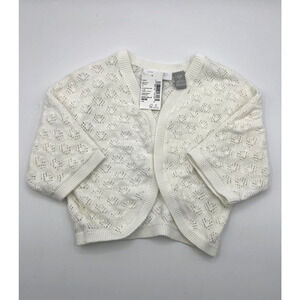 THE CHILDRENS PLACE GIRL SHORT SLEEVE White CROPPED CARDIGAN Cover 7-8 MM. NWT
